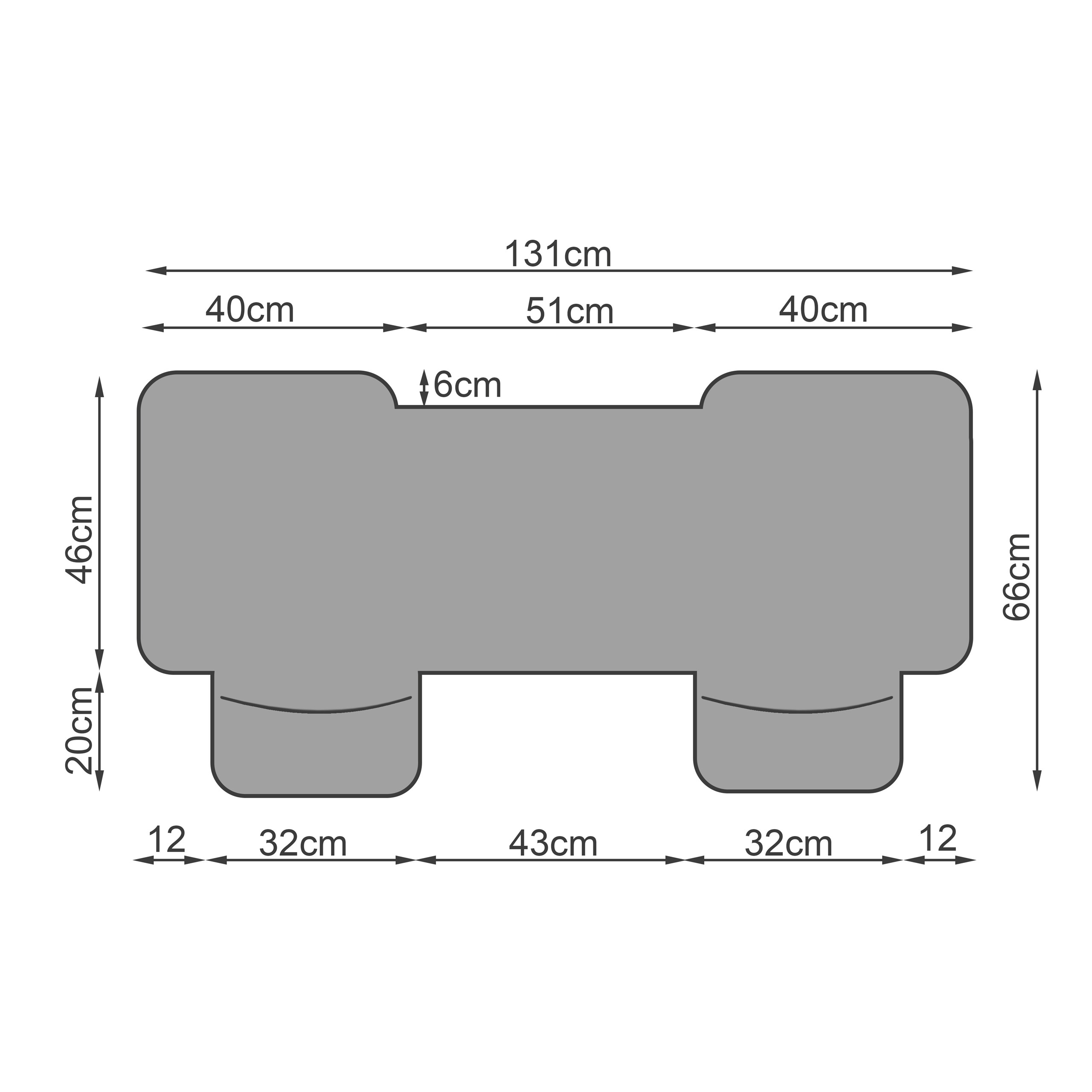 Wymiary maty SoftPad - tył