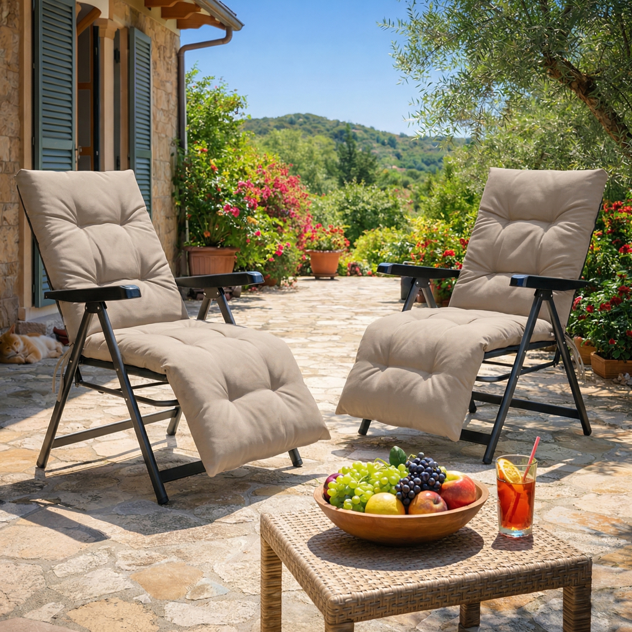 Poduszka ogrodowa na leżak z podnóżkiem - Ilona Light