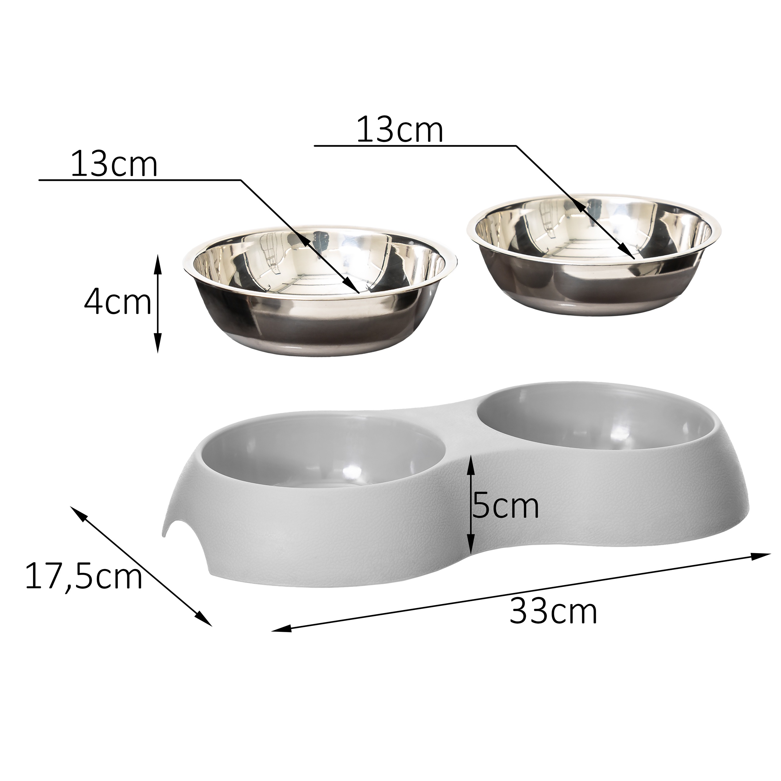 Miska podwójna dla psa - wymiary