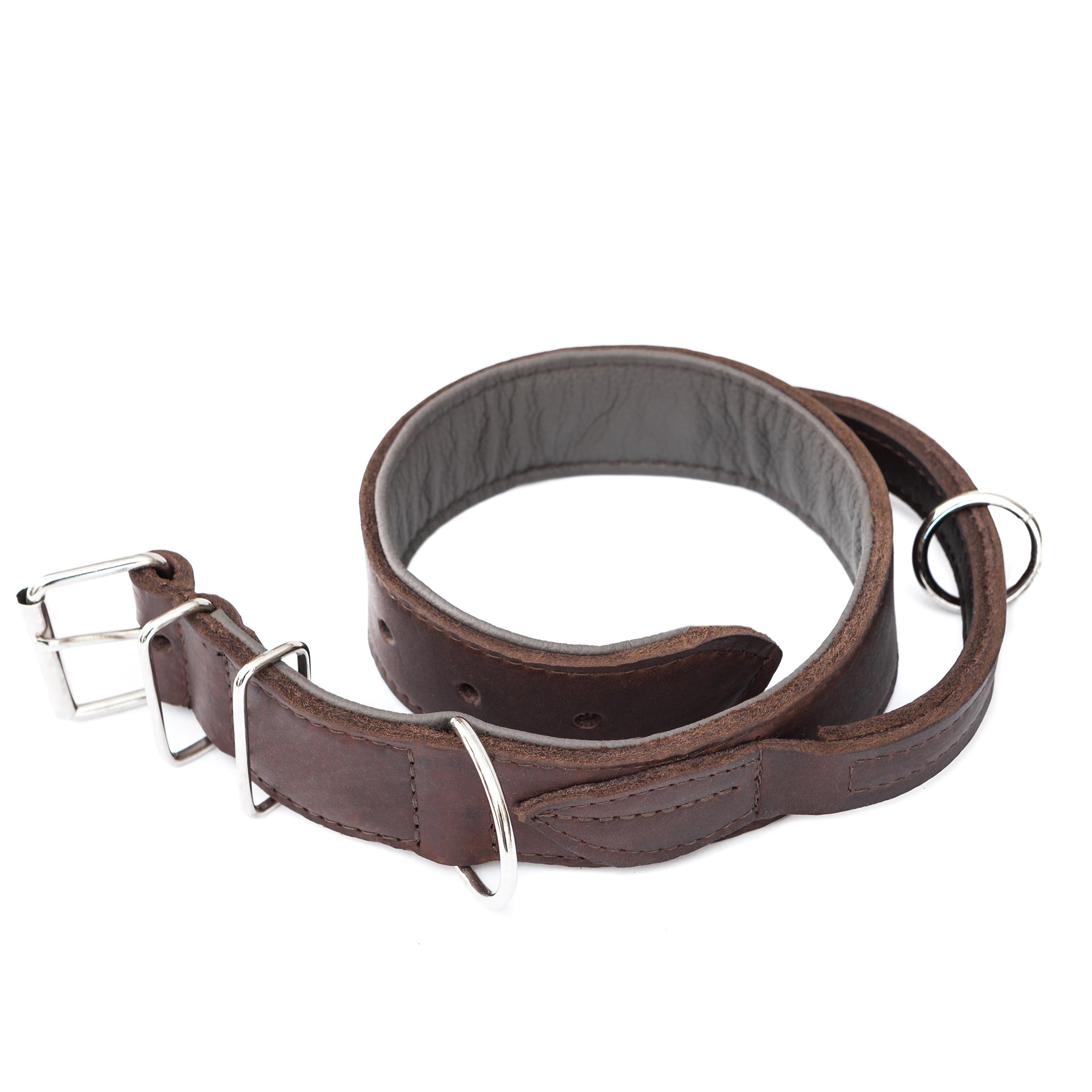 Obroża skórzana z rączką