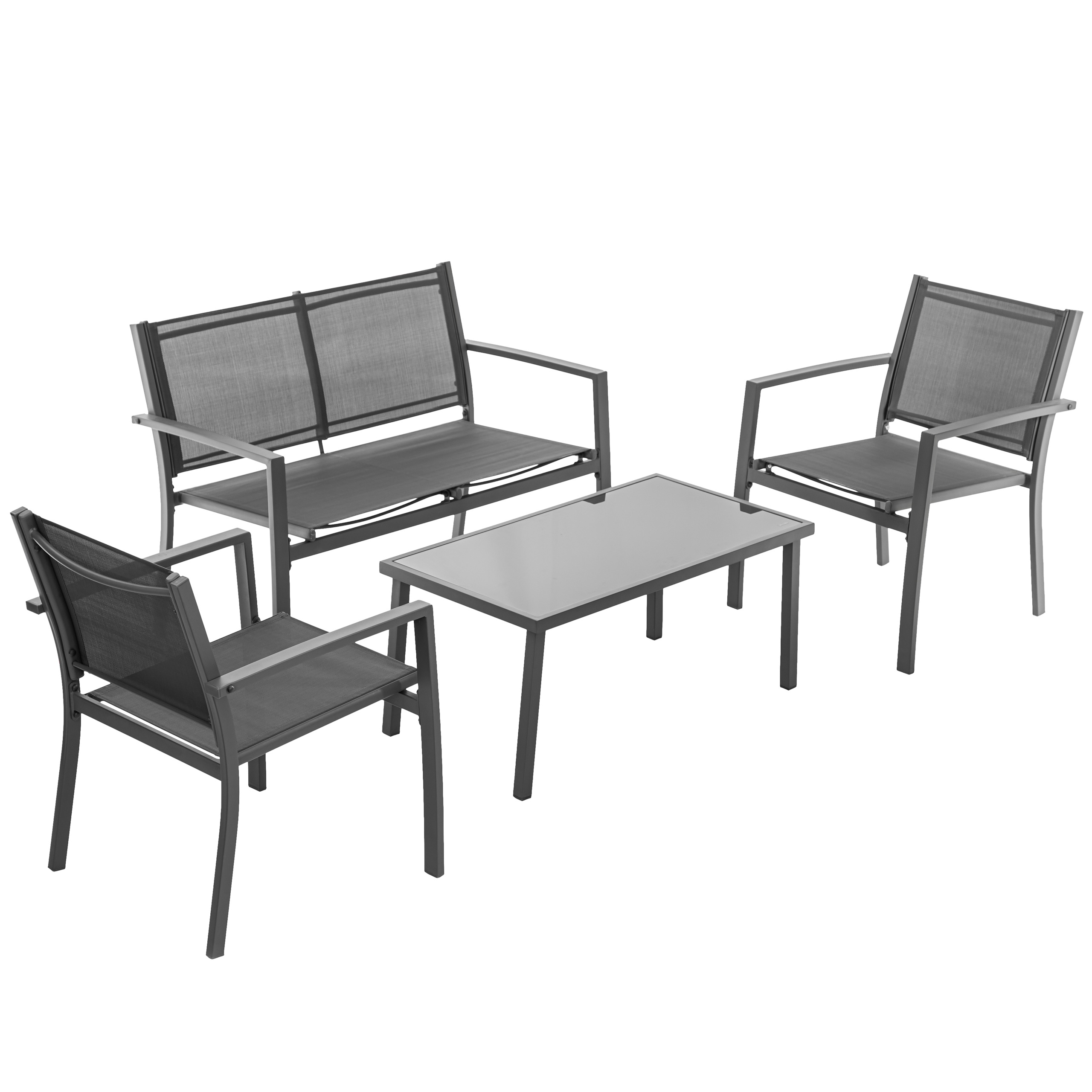 KOMPLET MEBLI OGRODOWYCH 2 Krzesła Sofa i Stół ogrodowy Zestaw wypoczynkowy