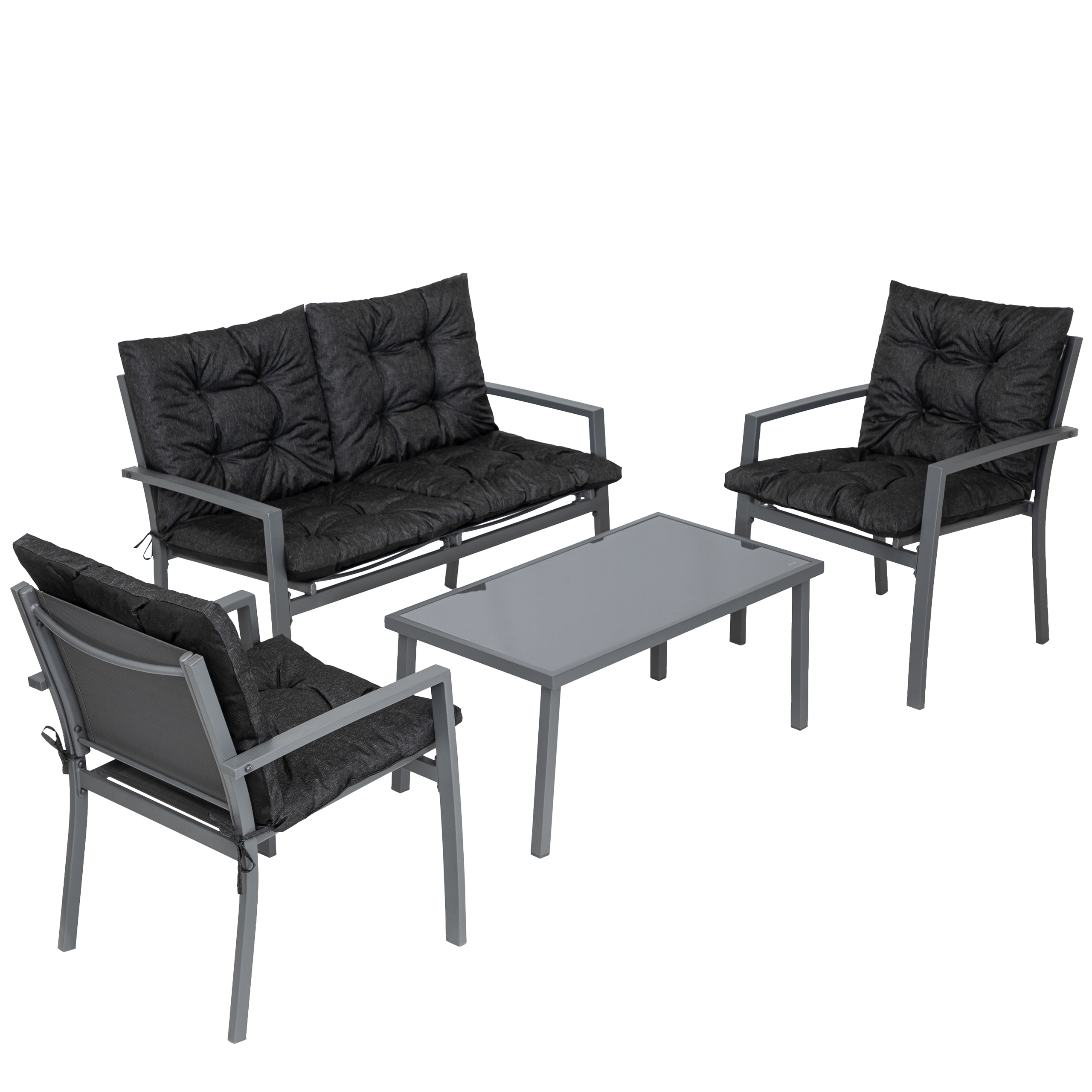 KOMPLET MEBLI OGRODOWYCH 2 Krzesła Sofa i Stół ogrodowy Zestaw wypoczynkowy