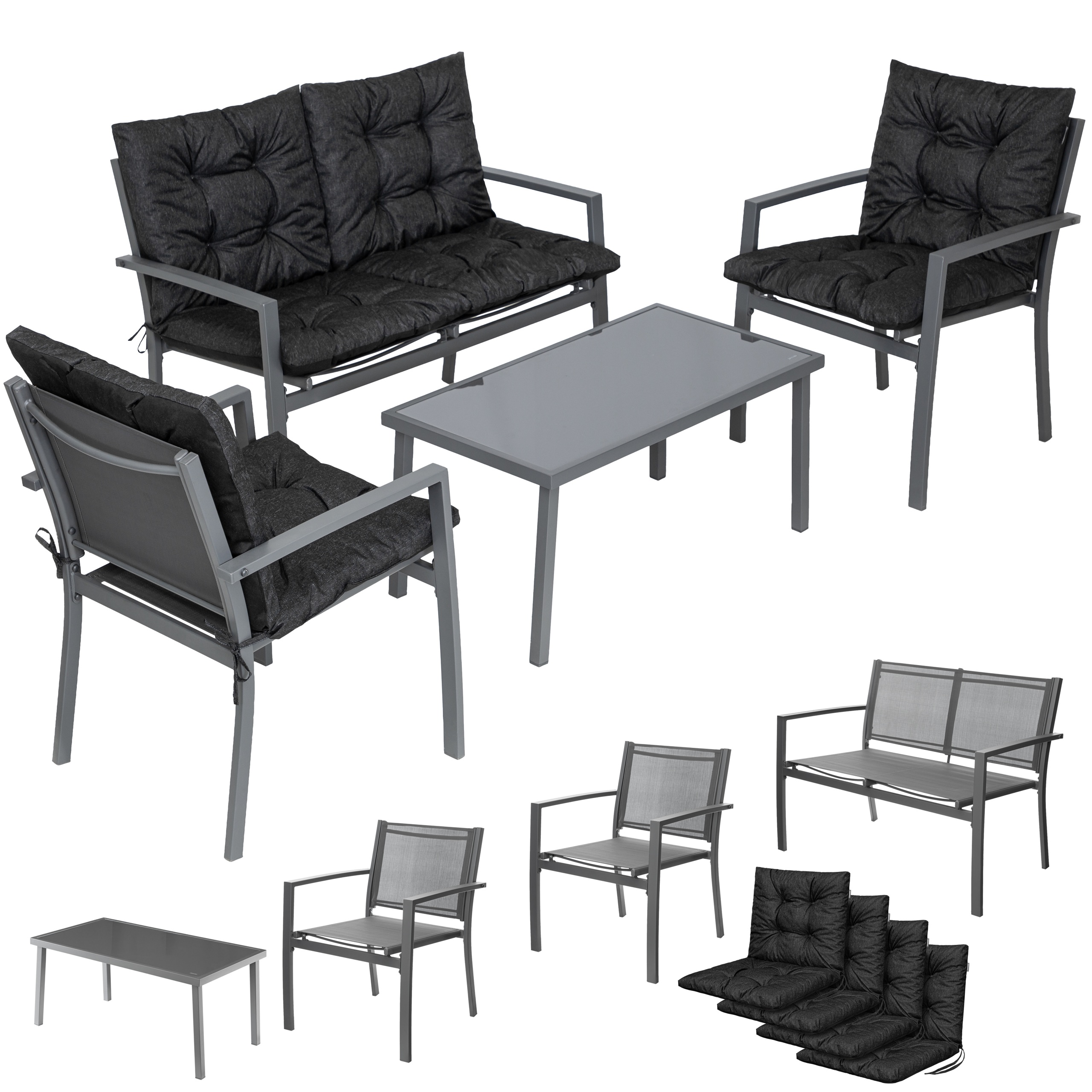 KOMPLET MEBLI OGRODOWYCH 2 Krzesła Sofa i Stół ogrodowy Zestaw wypoczynkowy