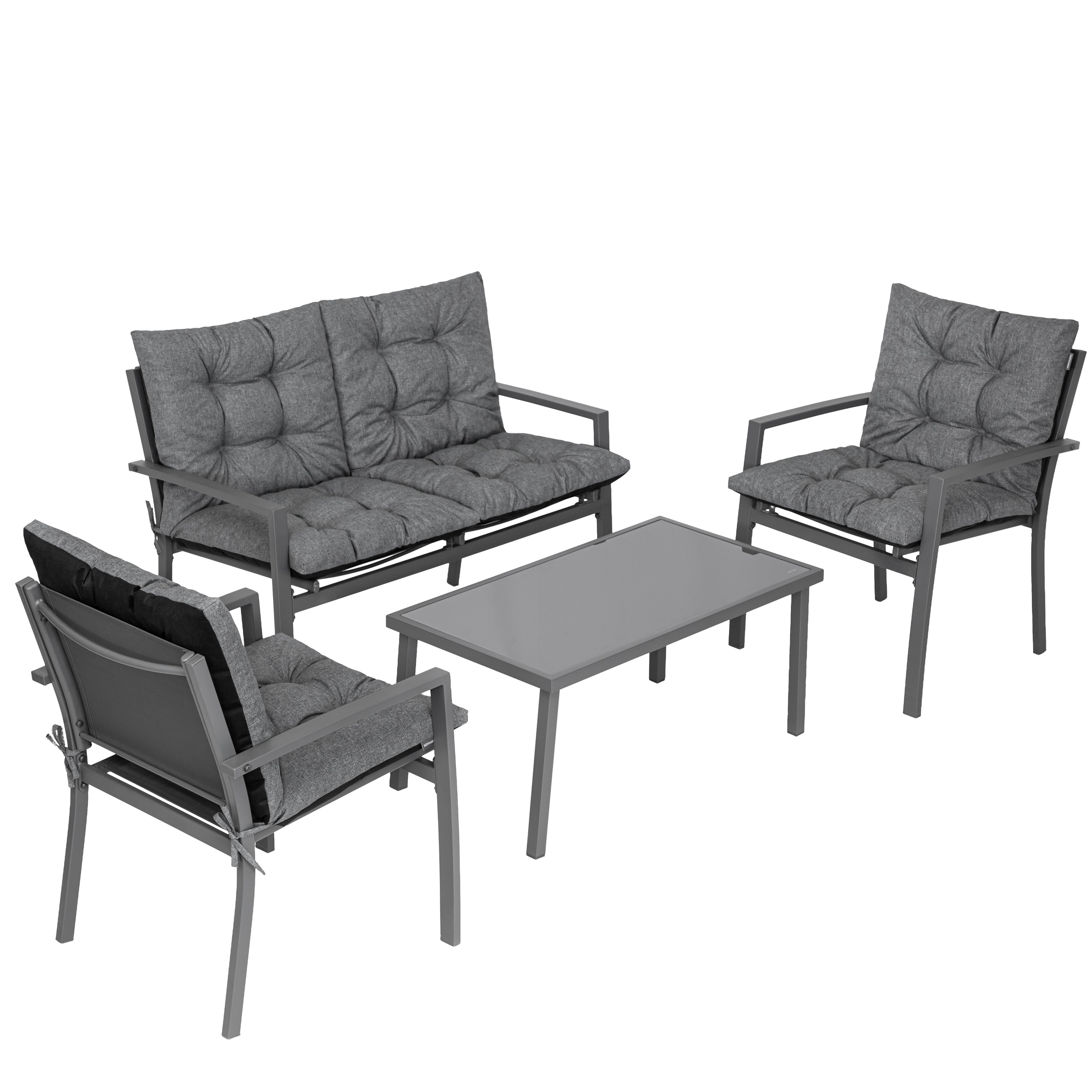 KOMPLET MEBLI OGRODOWYCH 2 Krzesła Sofa i Stół ogrodowy Zestaw wypoczynkowy