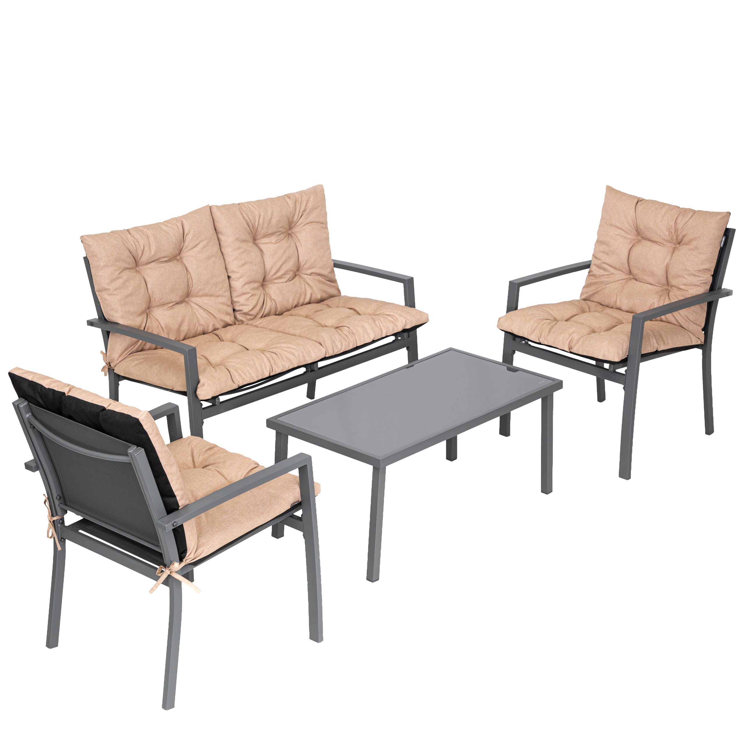 KOMPLET MEBLI OGRODOWYCH 2 Krzesła Sofa i Stół ogrodowy Zestaw wypoczynkowy