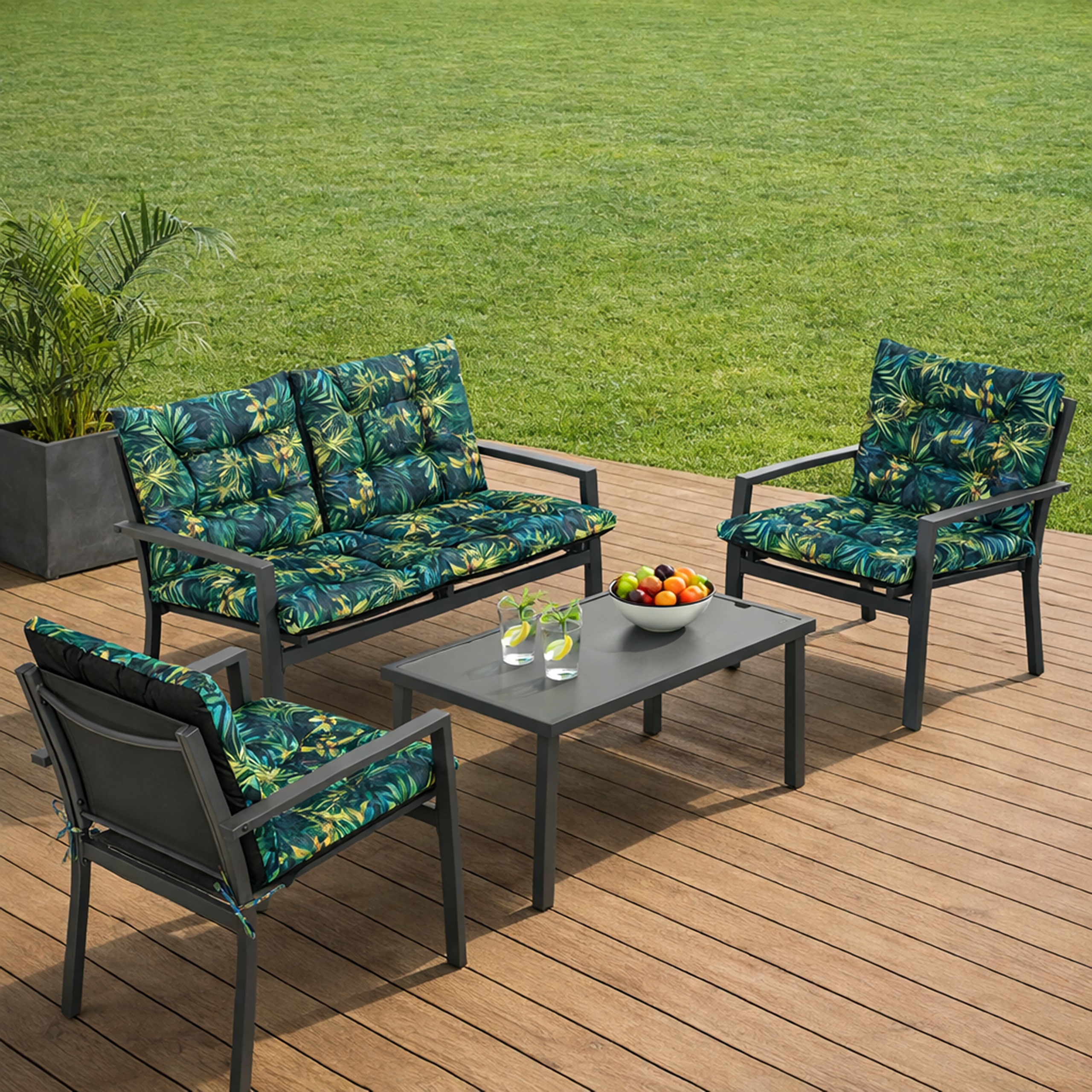 KOMPLET MEBLI OGRODOWYCH 2 Krzesła Sofa i Stół ogrodowy Zestaw wypoczynkowy