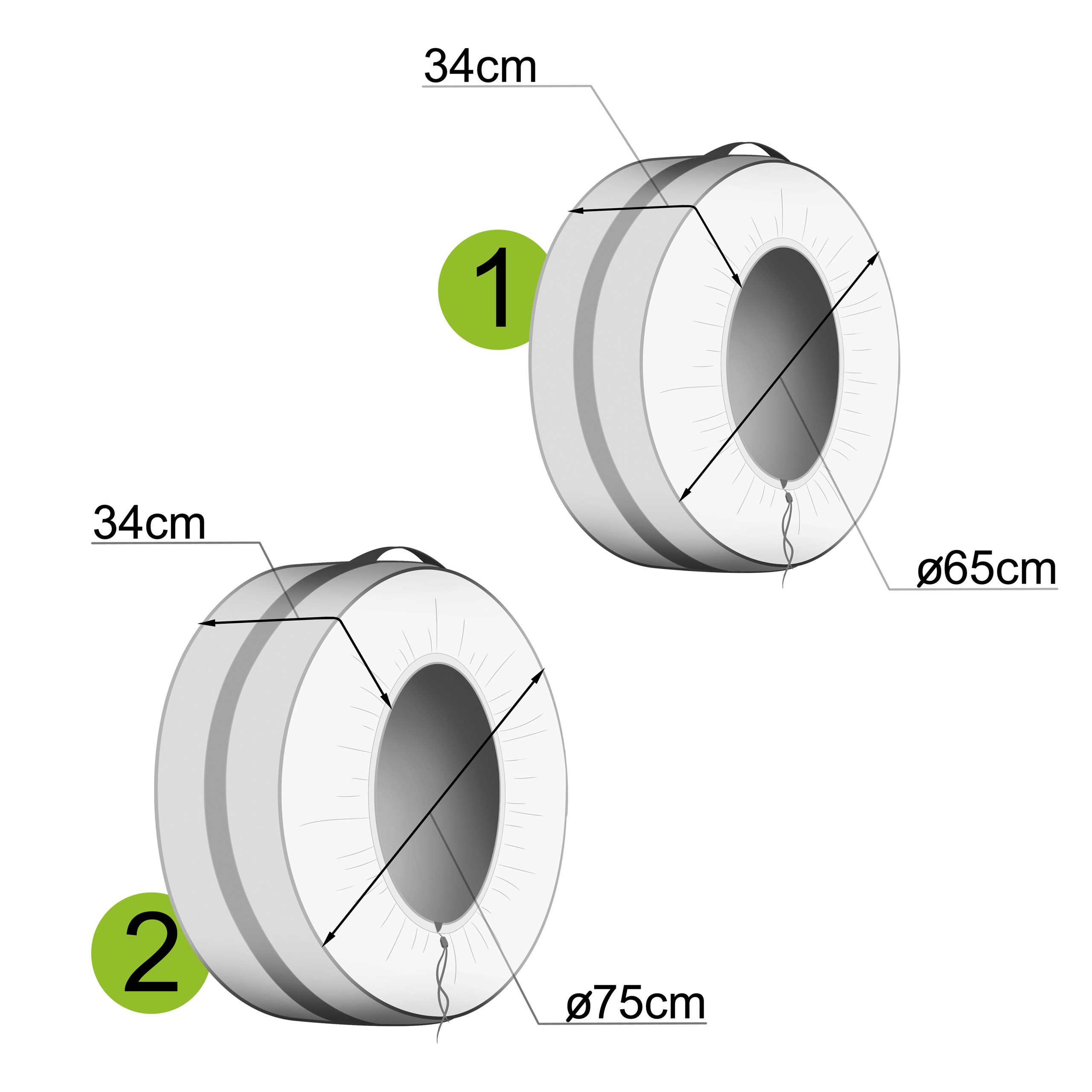 Wymiary naszych pokrowcó na koła