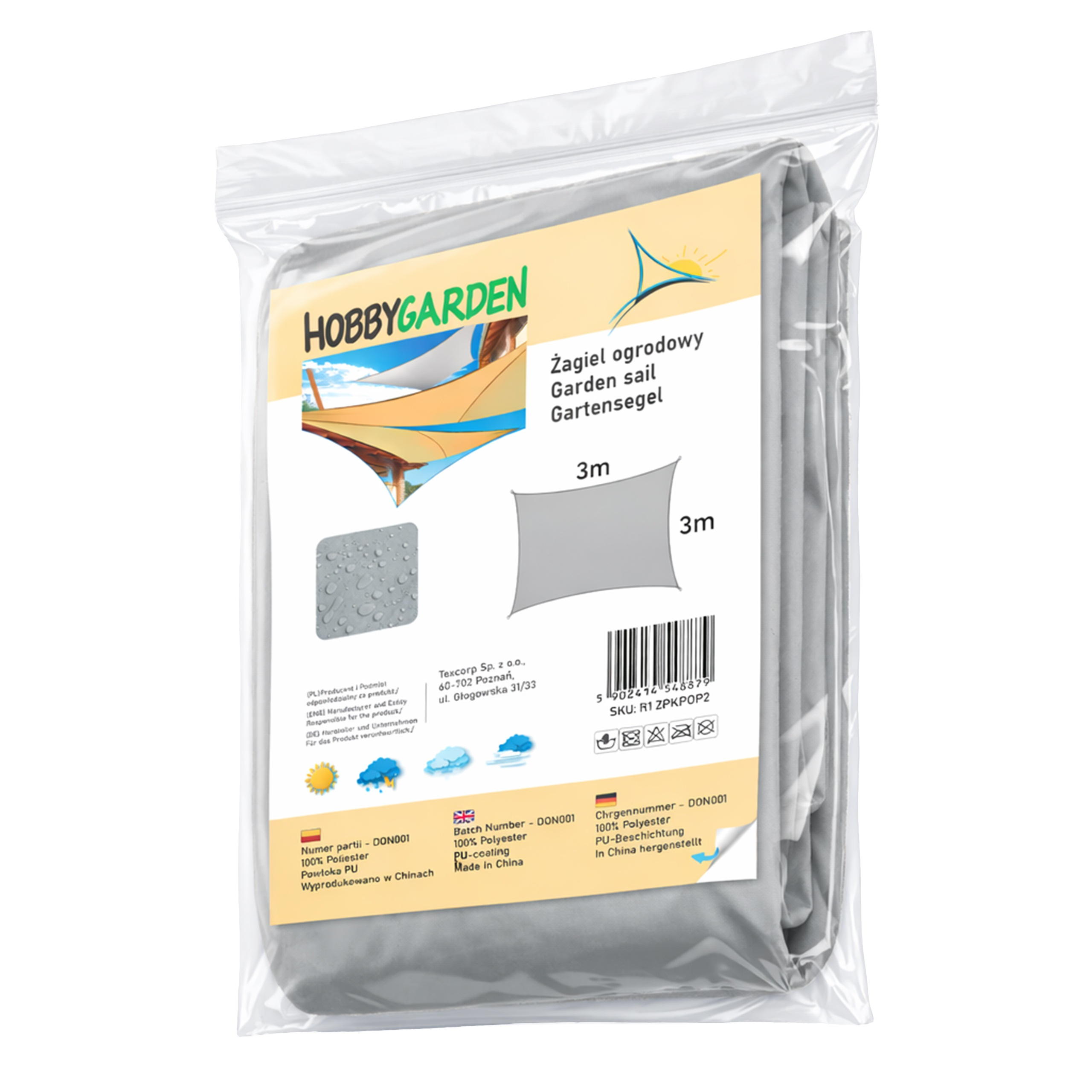 Żagiel przeciwsłoneczny w kształcie kwadratu