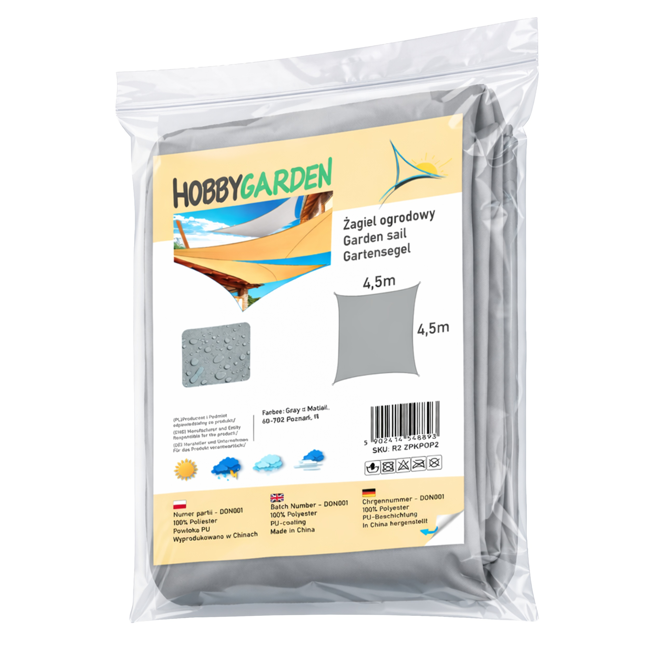 Żagiel przeciwsłoneczny w kształcie kwadratu