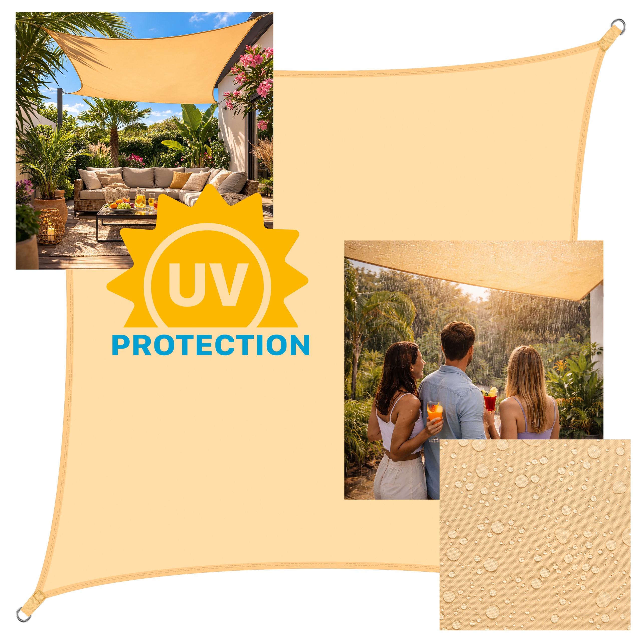 Żagiel przeciwsłoneczny w kształcie prostokąt