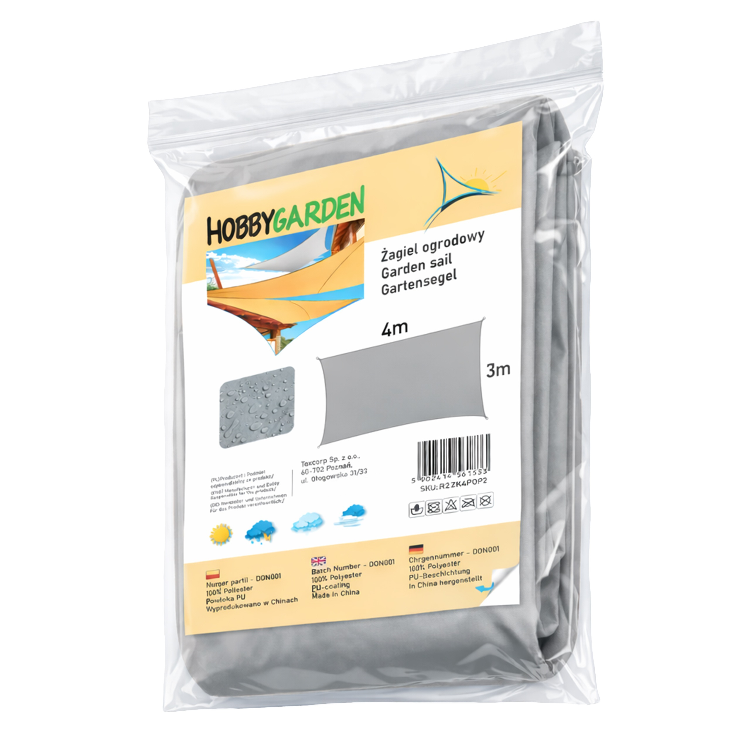 Żagiel przeciwsłoneczny w kształcie prostokąt