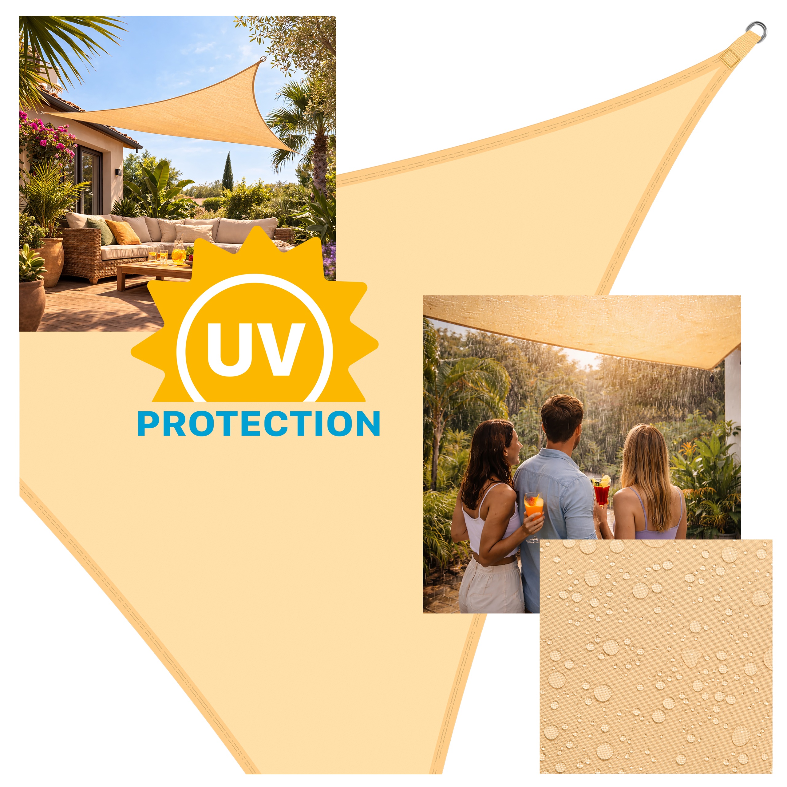 Żagiel przeciwsłoneczny w kształcie trójkąta prostokątnego