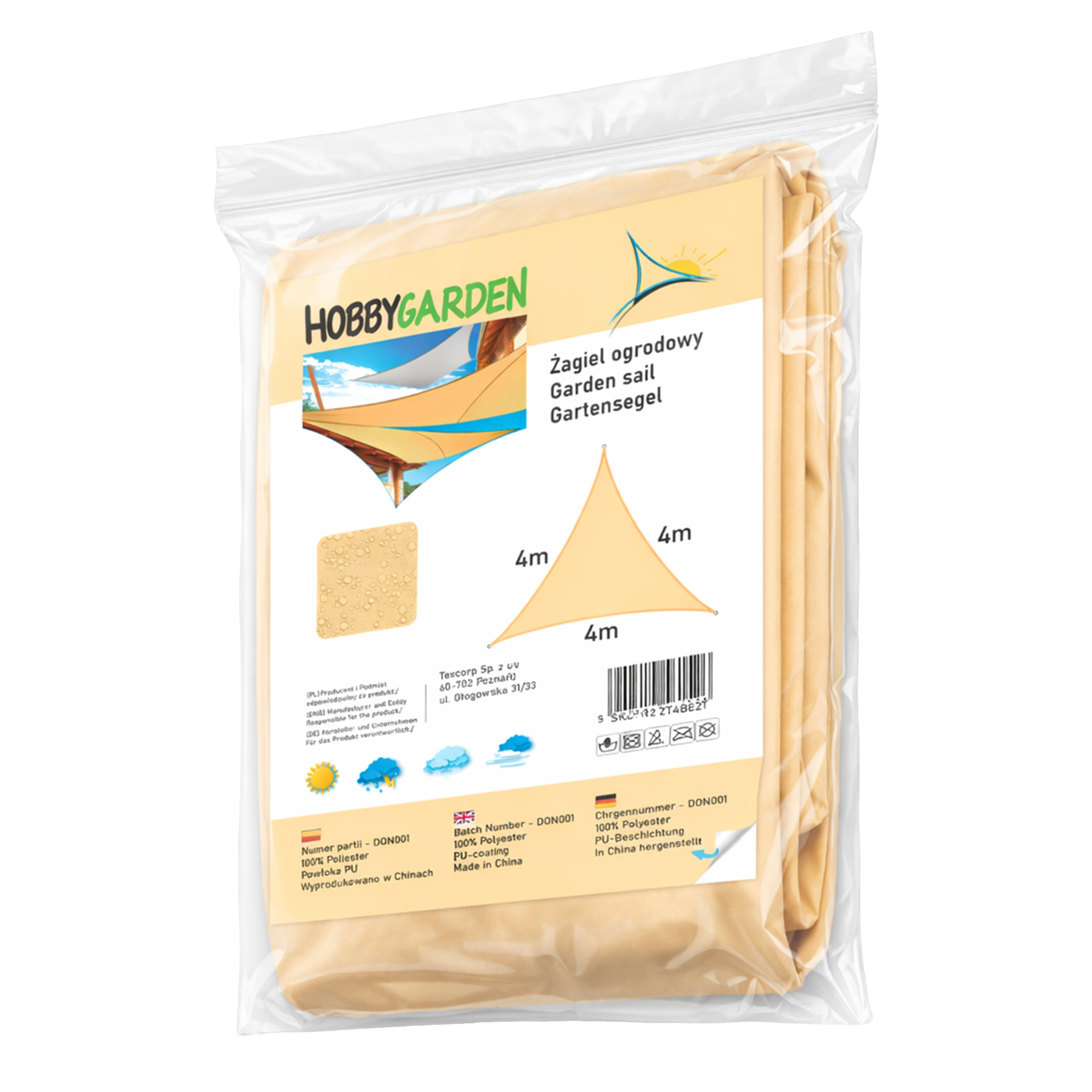 Żagiel przeciwsłoneczny w kształcie trójkąta równoramiennego