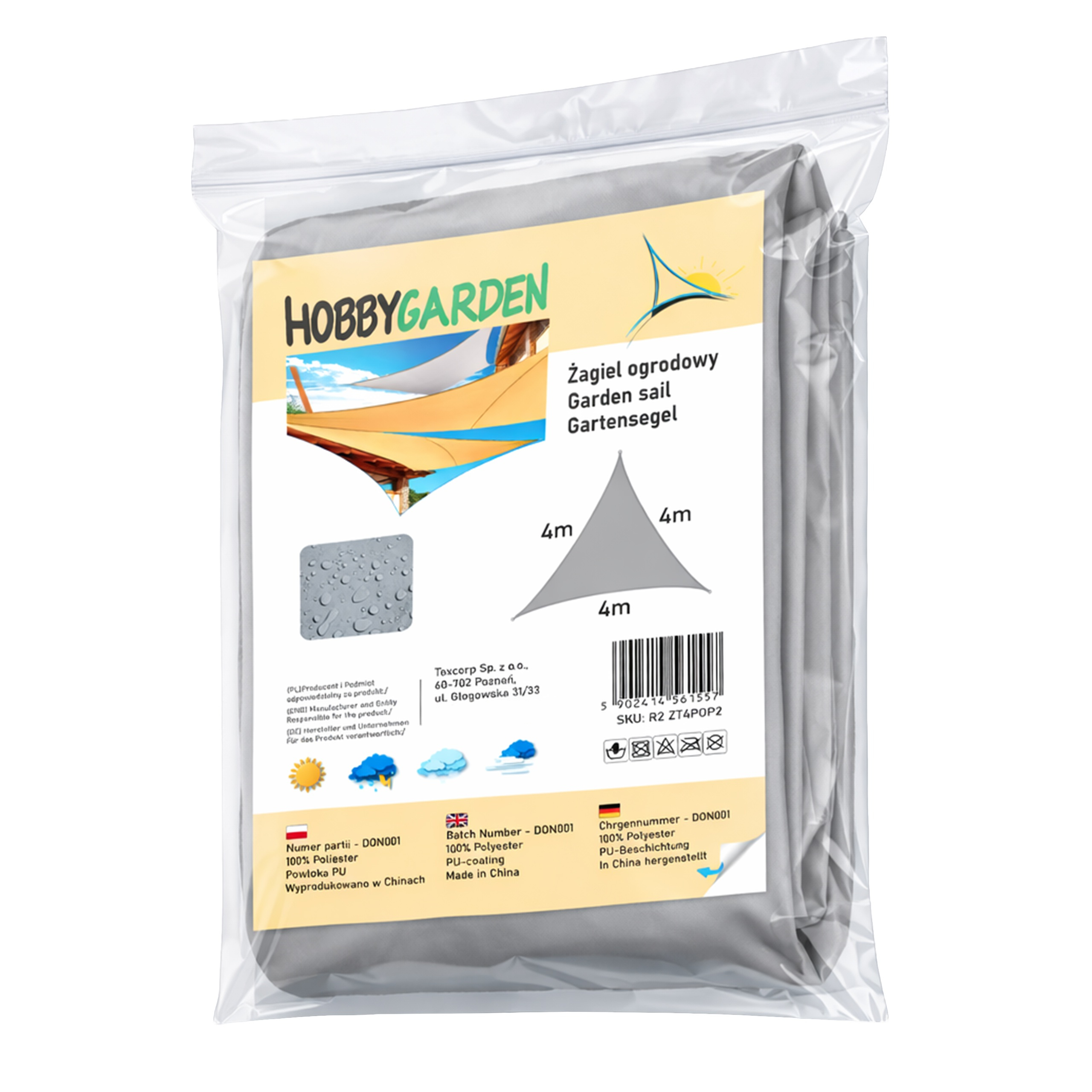 Żagiel przeciwsłoneczny w kształcie trójkąta równoramiennego