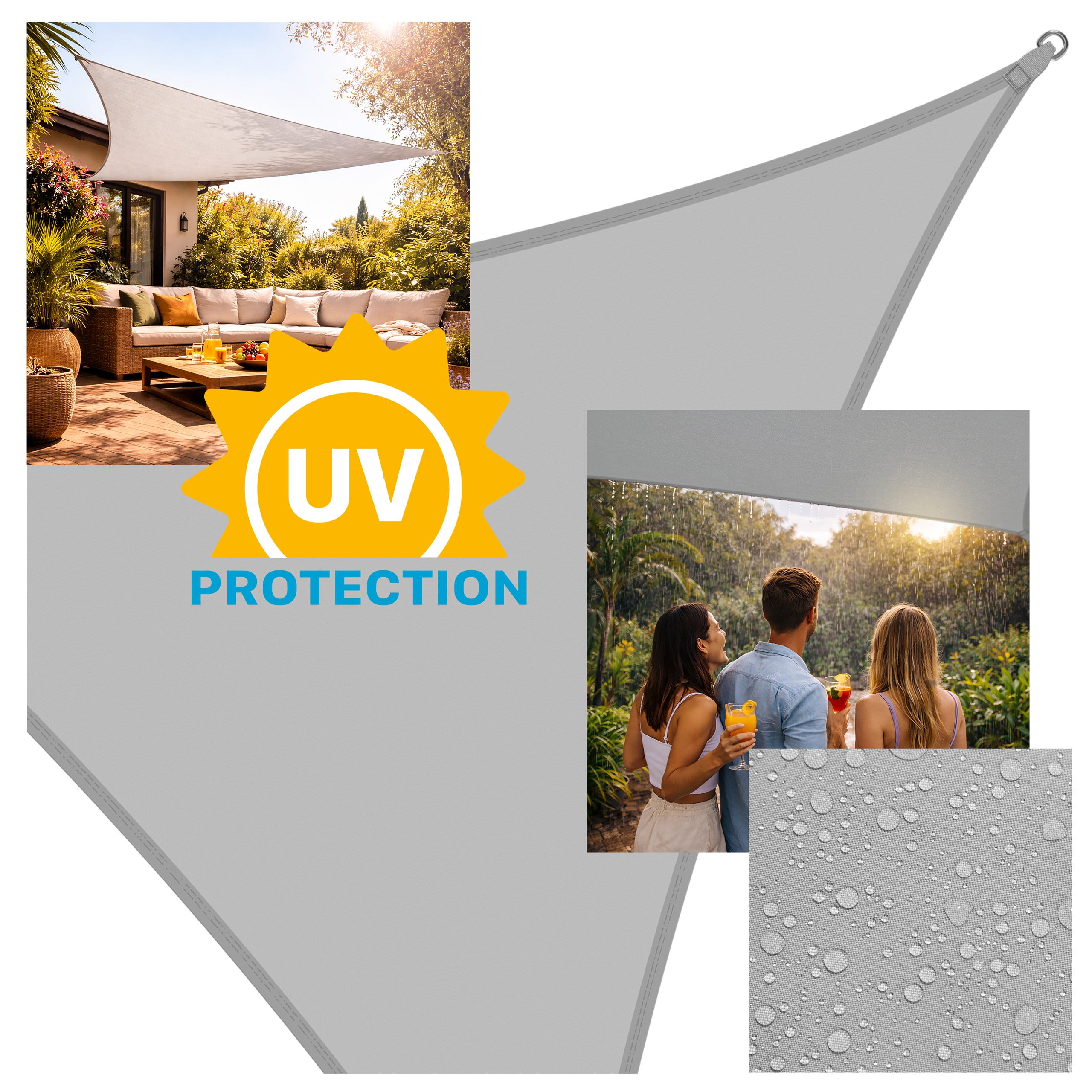 Żagiel przeciwsłoneczny w kształcie trójkąta równoramiennego